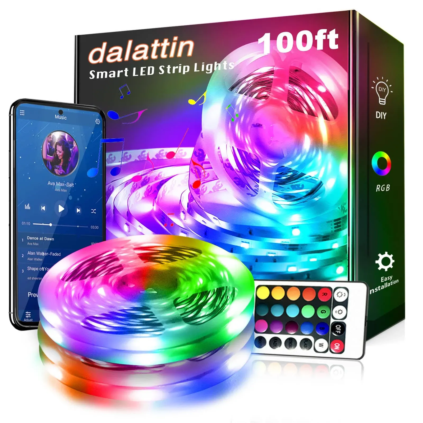 dalattin Led Lights for Bedroom 100ft Smart Led Strip Lights with App Control