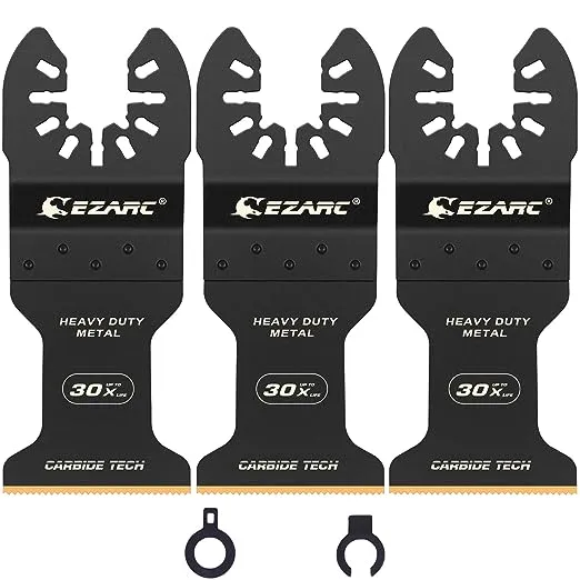 EZARC Oscillating Tool Blades Carbide Multitool Saw Blades for Hard Material, Hardened Metal, Nails, Bolts and Screws, 3PK