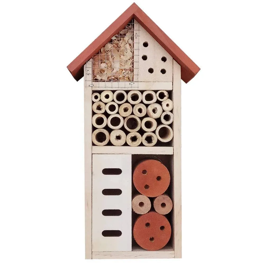 Hanging Wooden Insect Houses Bee Hotel Bug Bees Ladybirds Butterfly Recycle Gird