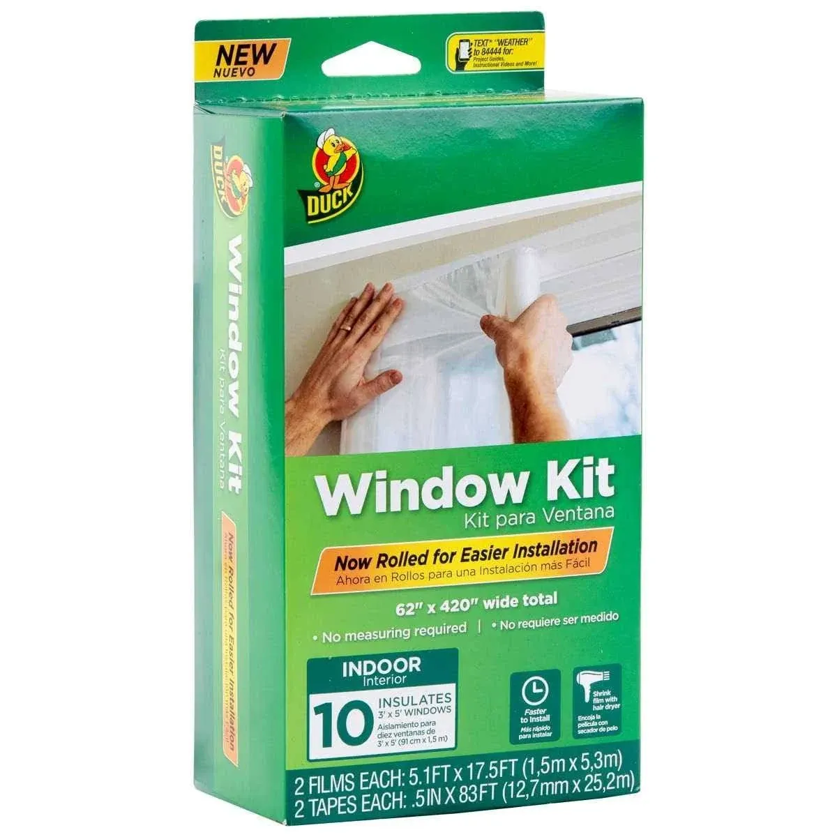 Duck Brand 62 in. x 420 in. Rolled Window Insulation Film Kit, Fits up to 10 Windows