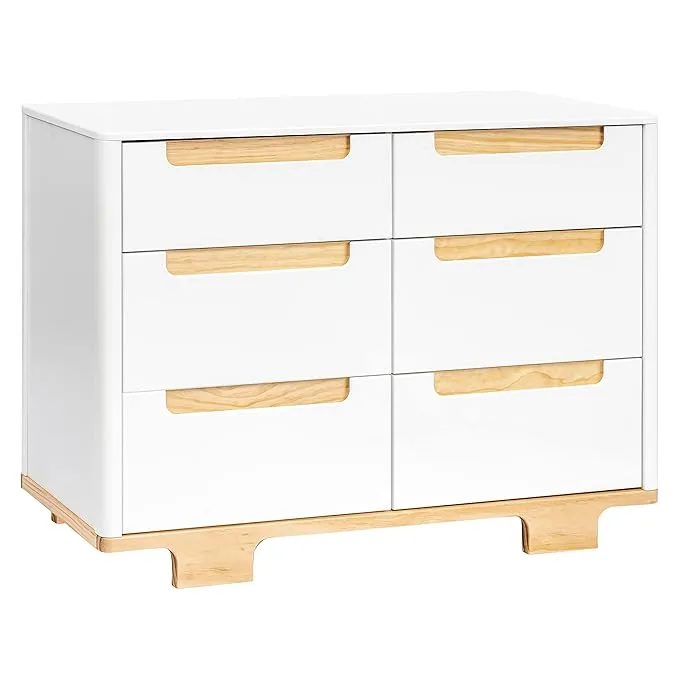 babyletto Yuzu 6-Drawer Dresser, White and Natural