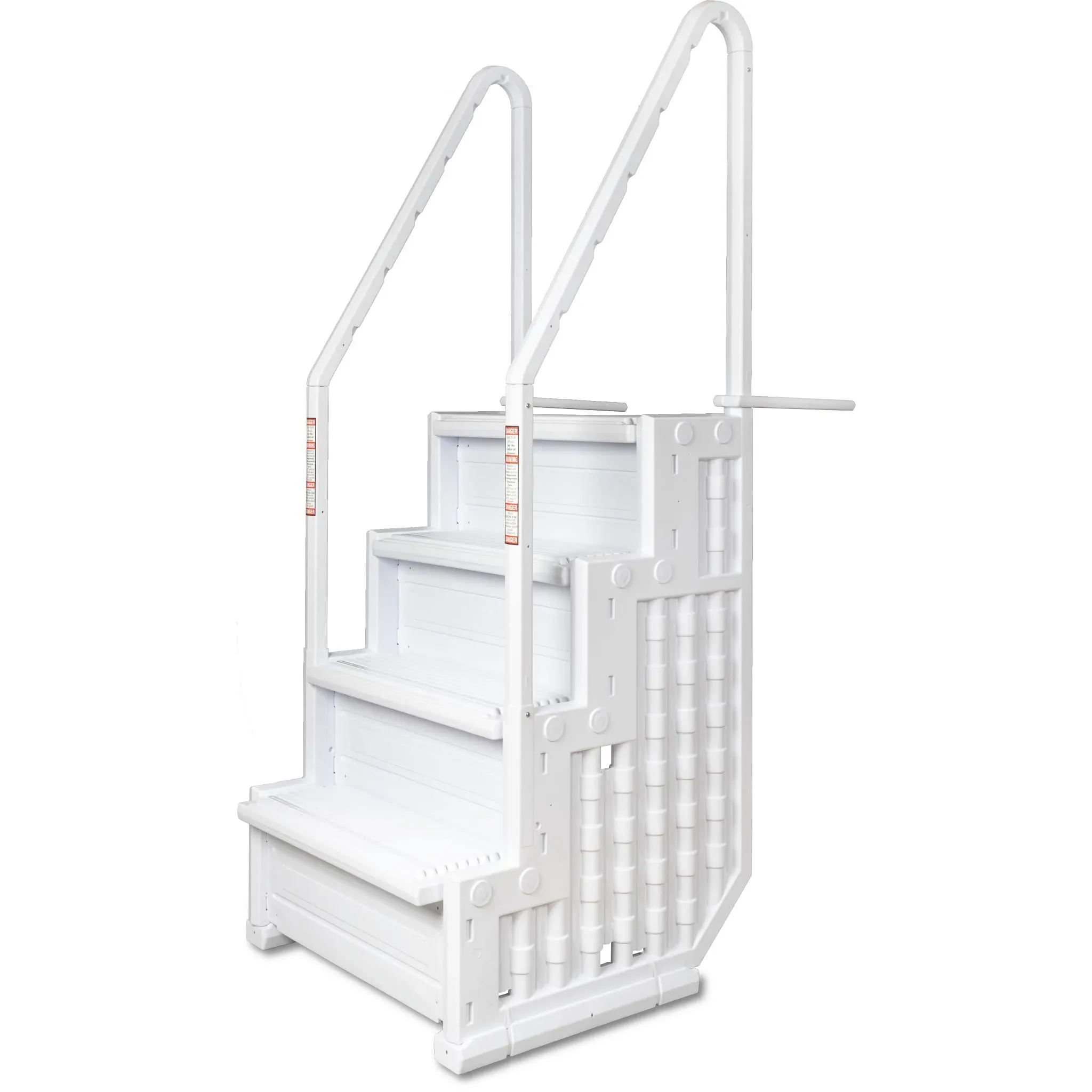 Blue Torrent Antigua Step Ladder with Handrails for Above Ground Pools, White