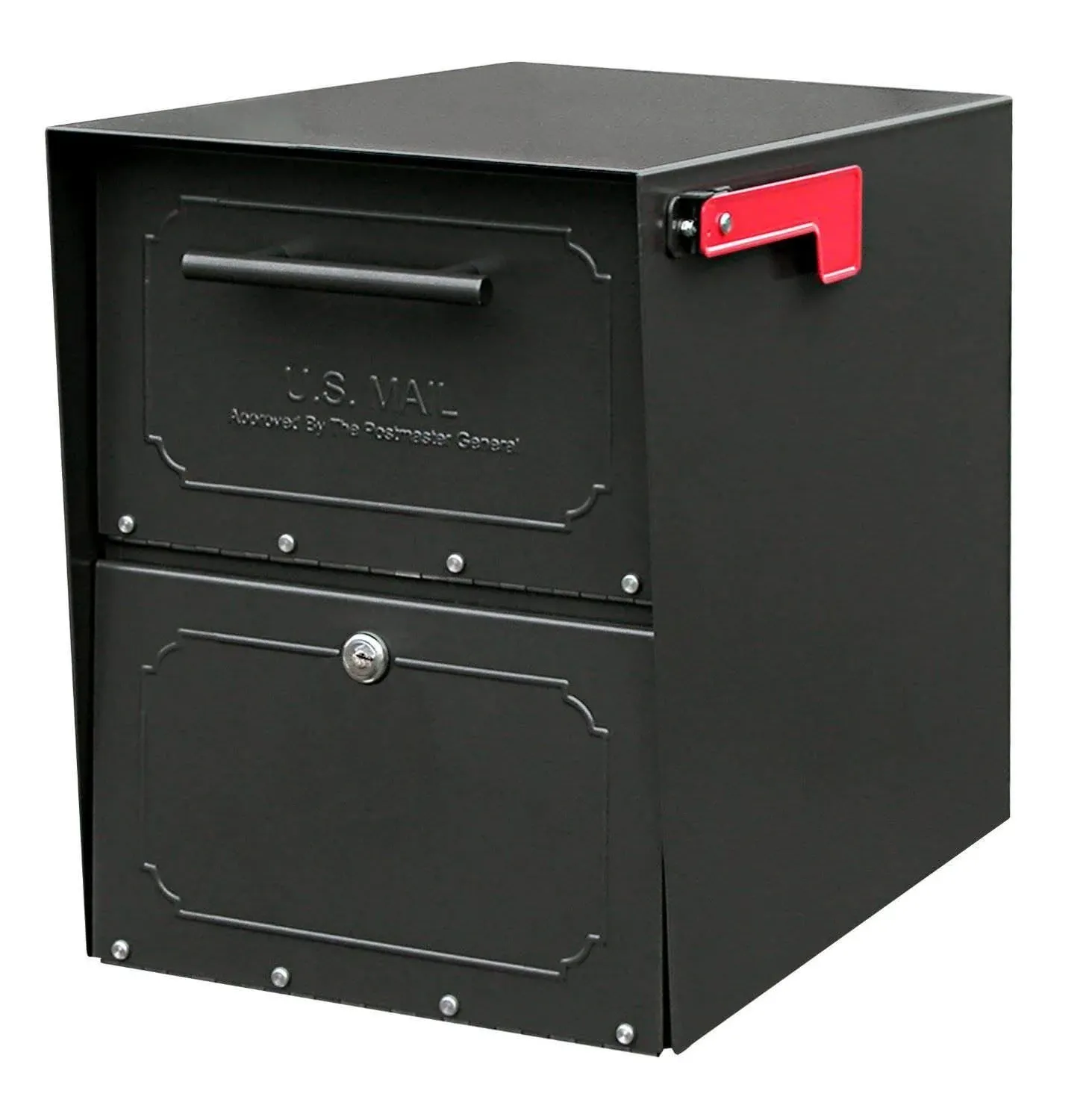 Architectural Mailboxes Oasis Classic Locking Post Mount Mailbox, Black