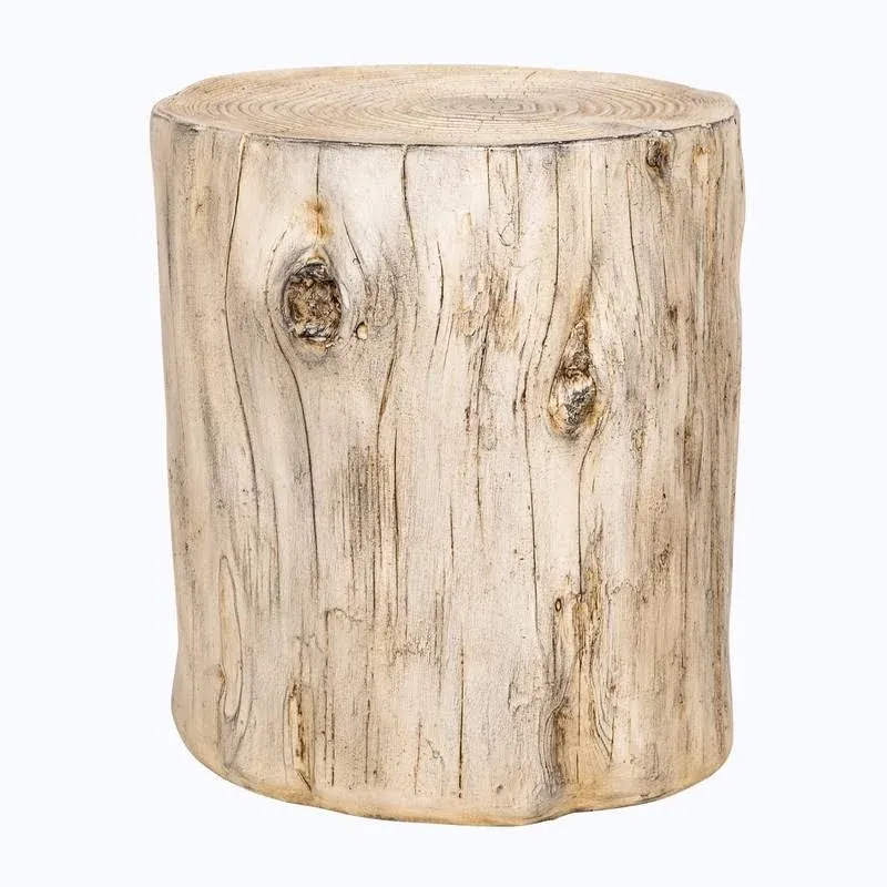  Faux Wood Stump Stool Accent Table Set of 1 14.9&#034;Wx13.625&#034;<wbr/>Dx16.54&#034;H Grey White