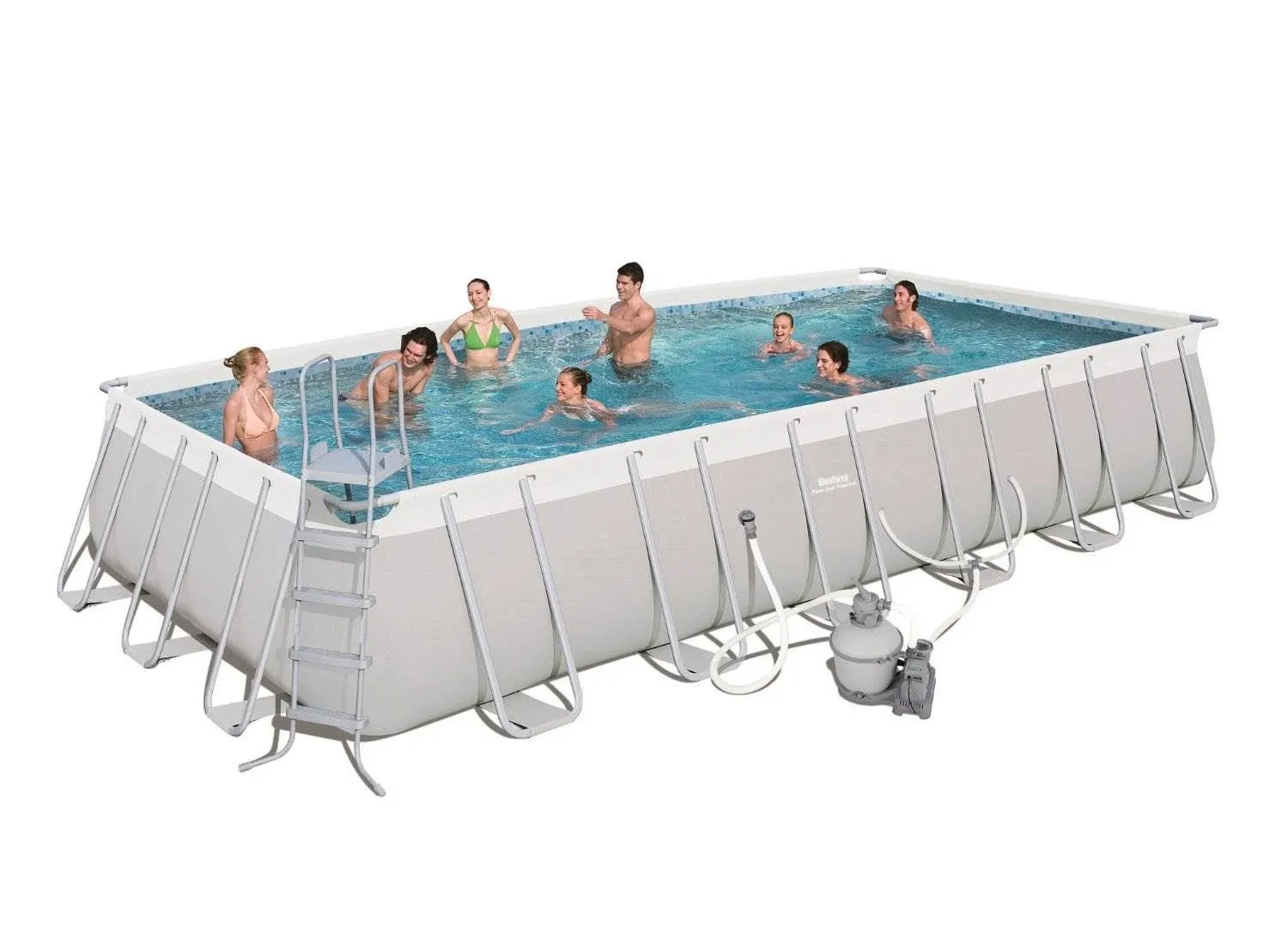 Bestway 24-ft x 12-ft x 52-in Metal Frame Rectangle Above-Ground Pool with Filter Pump,Pool Cover and Ladder