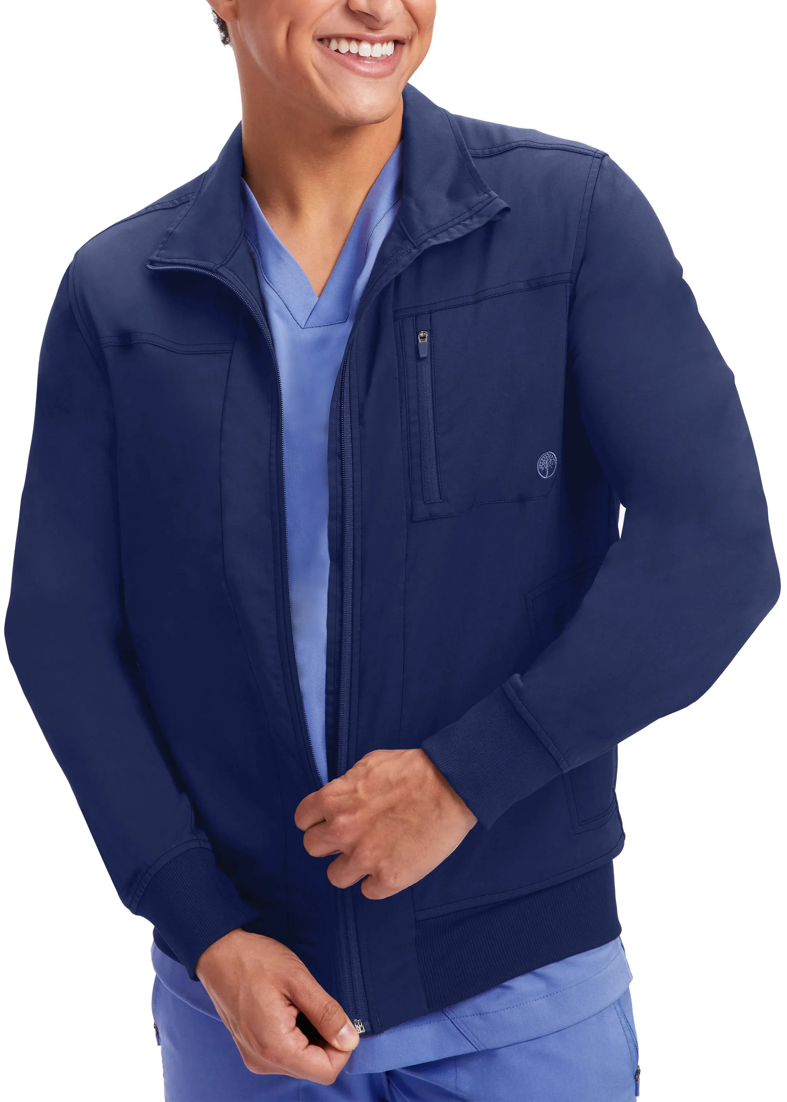 Purple Label by Healing Hands Men's Jonathan Bomber Solid Scrub Jacket