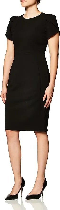 Petites Womens Sheath Knee-Length Cocktail Dress