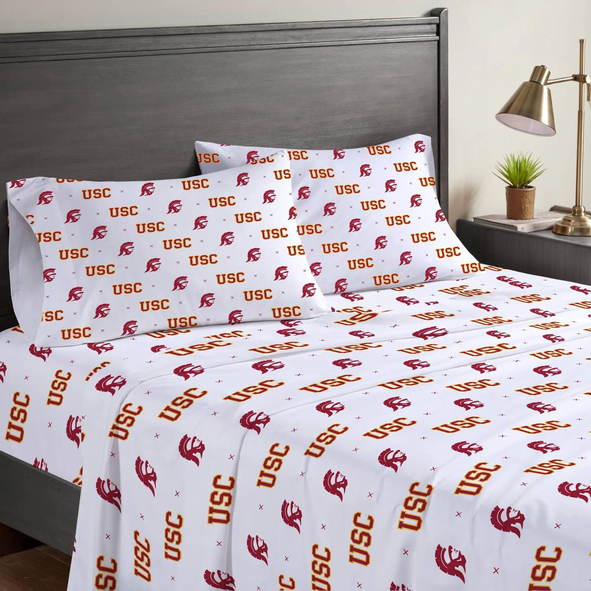 Pegasus Sports NCAA Small x Queen Sheet Set ,USC