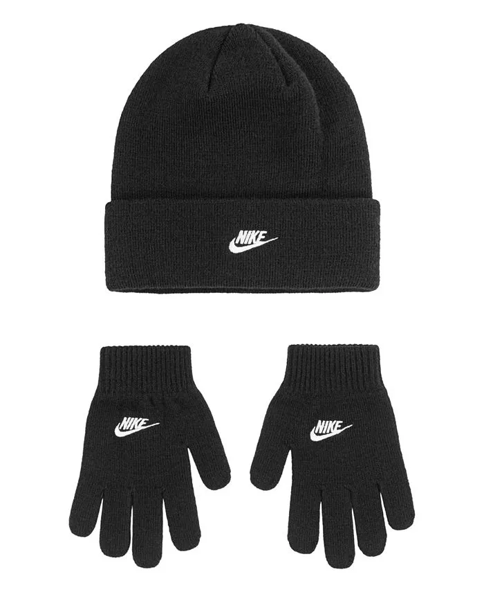 Nike Kids' Nan Futura Beanie Set, Dark Grey Heather