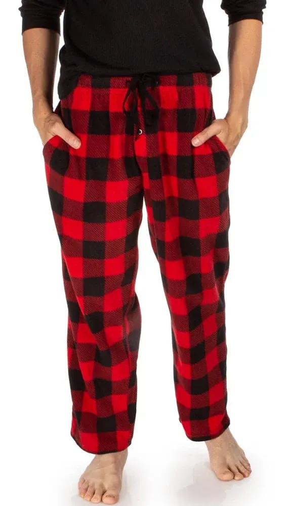 DG Hill 1Pack or 3Pack Mens PJ Pajama Pants Bottoms Fleece Lounge Pants Sleepwear Plaid PJs with Pockets Microfleece