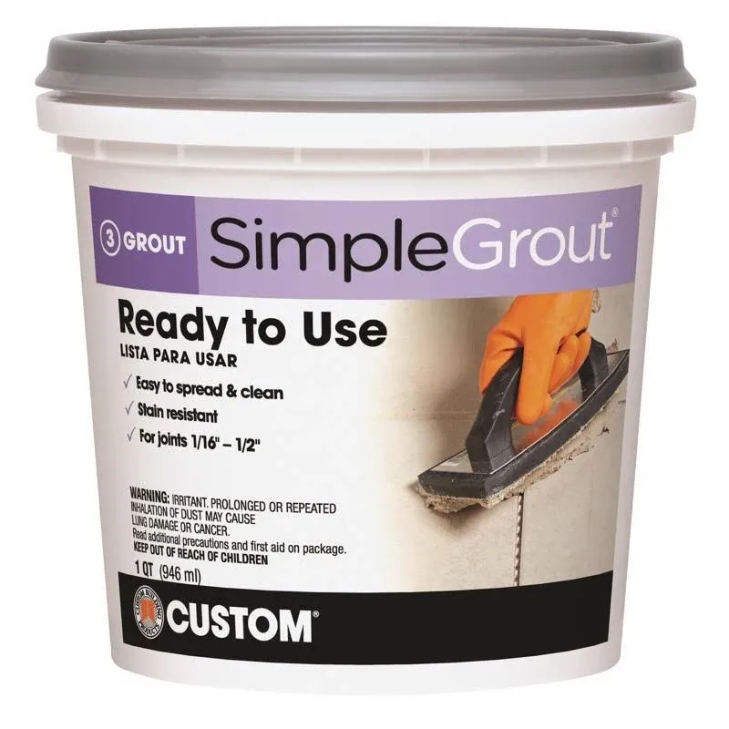 Custom Pmg381qt Simplegrout Pre-Mixed Grout, Bright White, 1 qt