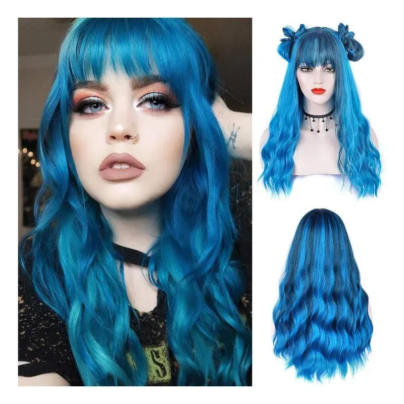 ENTRANCED STYLES Blue Wig 