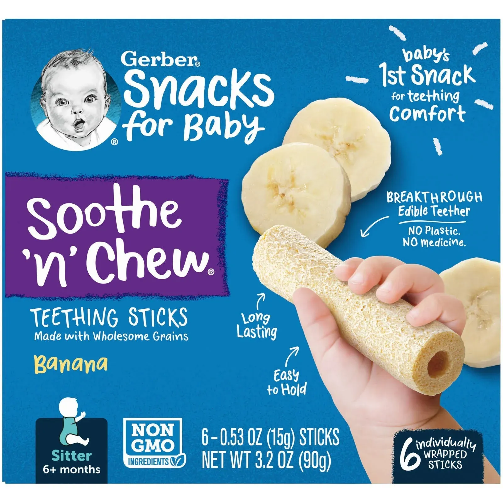 Gerber Snacks for Baby Strawberry Apple Teething Sticks