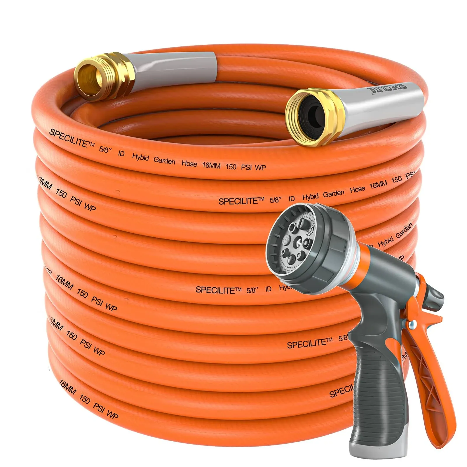 50 Ft X 5/8 in HeavyDuty Flexible Water Hose Kink-less Hybrid Rubber Hose Garden