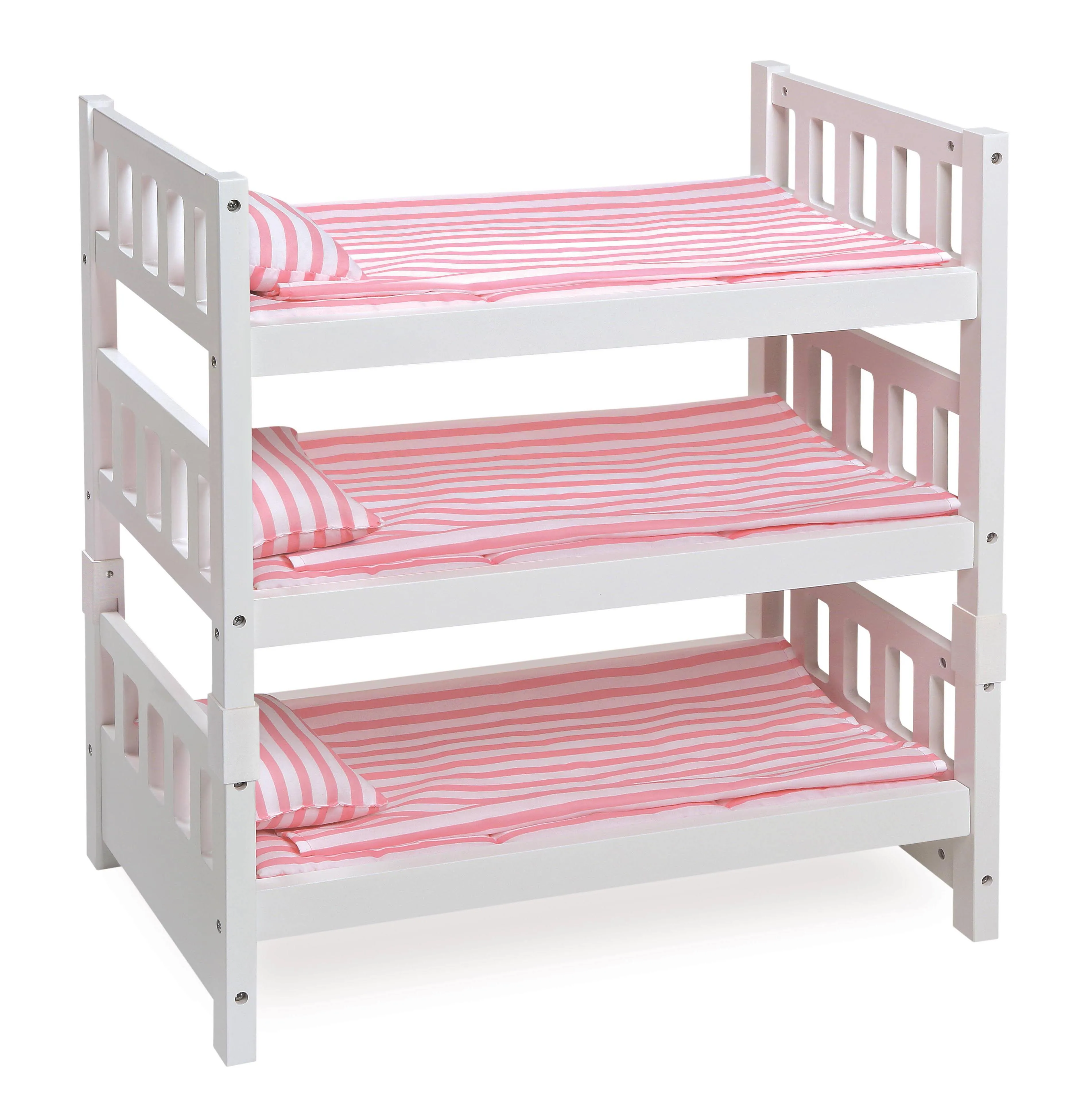 Badger Basket 1-2-3 Convertible Doll Bunk Bed with Bedding Pink Stripe