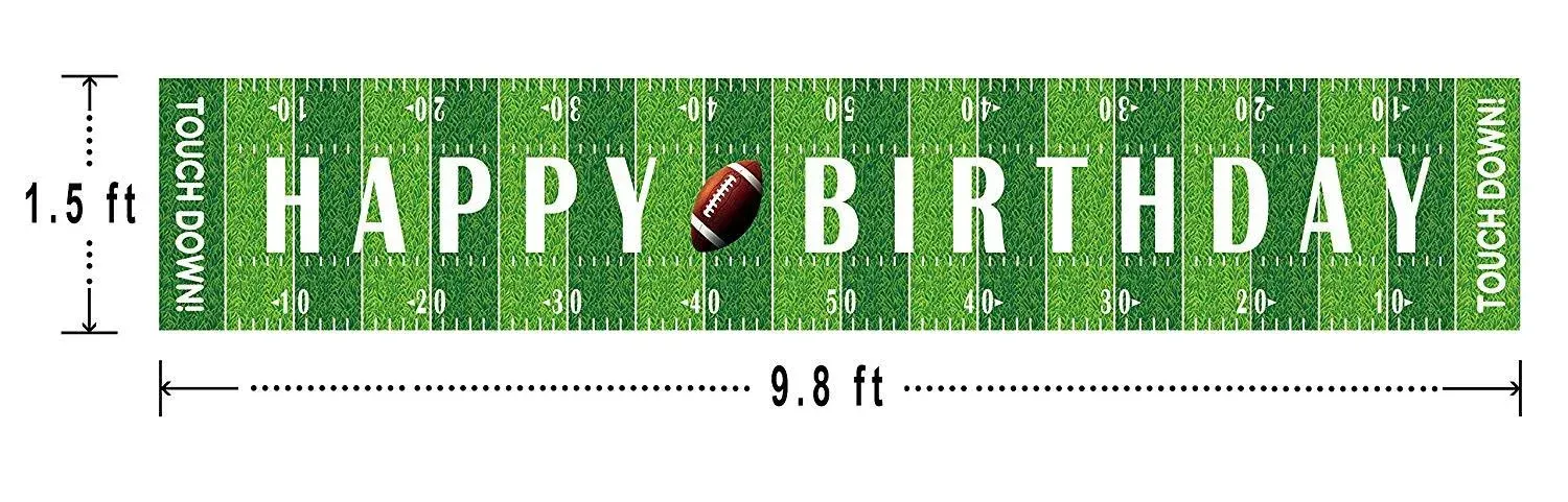 Large Football Happy Birthday Party Banner, Game Day Sports Party Decorations, Football Photo Backdrop Hanging Decorations(9.8 x 1.6 feet)