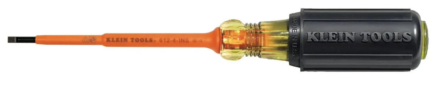 Klein Tools 612-4-INS Insulated 1/8" Slotted - 4" Screwdriver