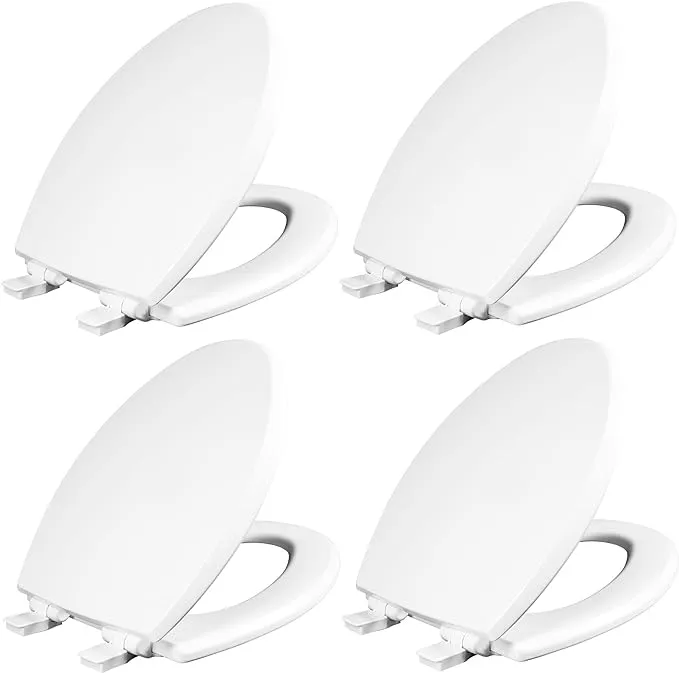 Mayfair 1847SLOW Kendall Slow-Close, Removable Wood Toilet Seat That Will Never Loosen, ELONGATED, White, 4-Pack