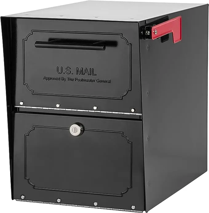 Architectural Mailboxes 6200B-10 Oasis Classic Locking Post Mount Parcel Mailbox with High Security Reinforced Lock,Black,18.00 x 15.00 x 11.50 inches