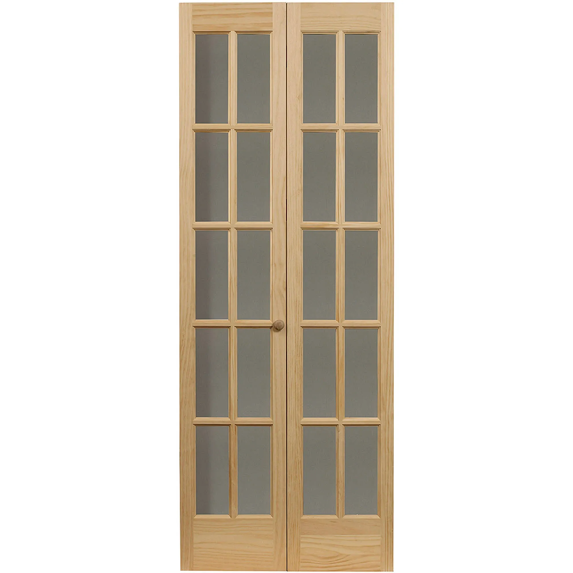 AWC Model 527 Traditional Divided Light Glass Bifold Door 32" x 80.5" Unfinished Pine