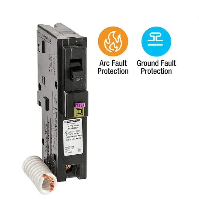 Square D - HOM120DFC - Homeline 20A Single-Pole CAFCI Dual Function Circuit Breaker