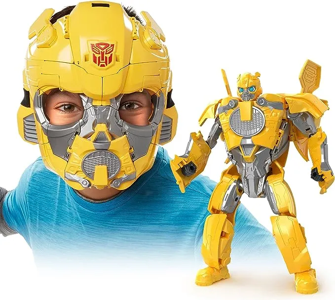 Transformers: Rise of the Beasts Movie Bumblebee 2-in-1 Converting Mask, Yellow, 9-inch