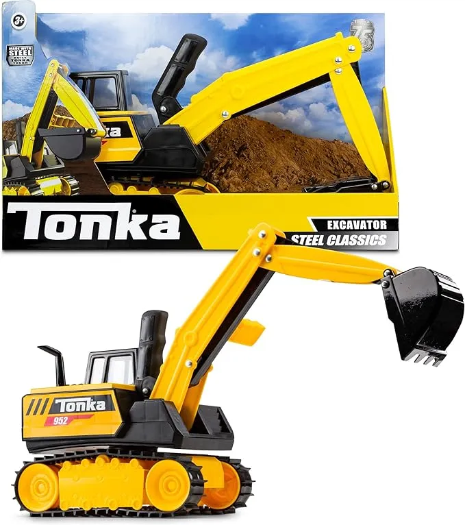 Tonka 6182 Mighty Excavator, Kids Construction Toys for Boys and Girls, Vehicle Toys for Creative Play Trucks for Children Aged 3 +, Yellow & Black 