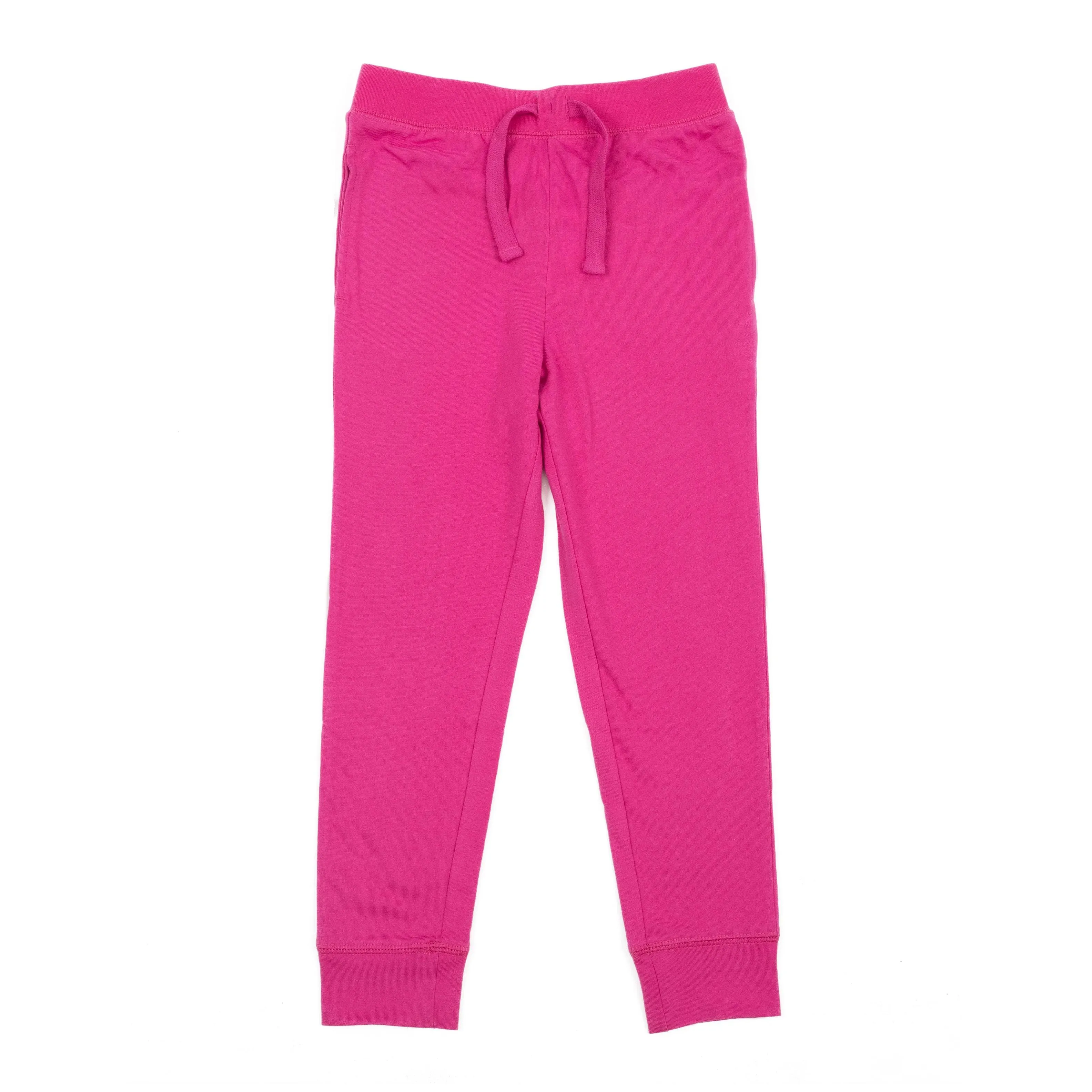 Leveret Solid Color Classic Drawstring Pants - Pink