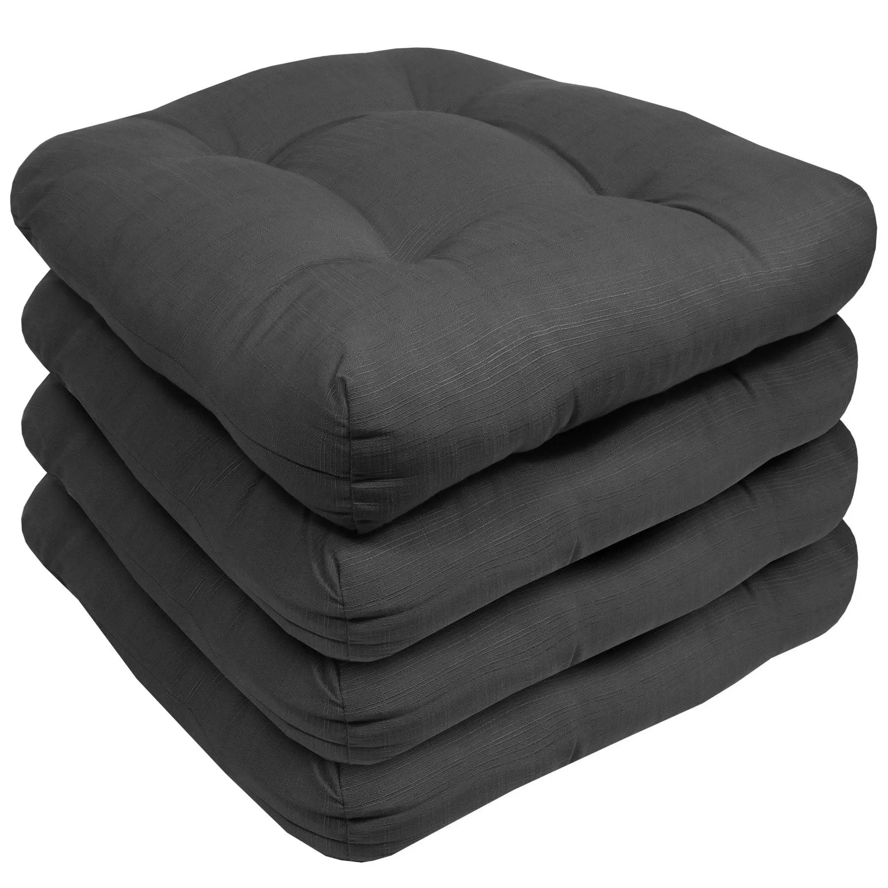 Indoor-Outdoor Reversible Solid Patio Seat Cushion Set-19"x19" Charcoal / 4 Pack