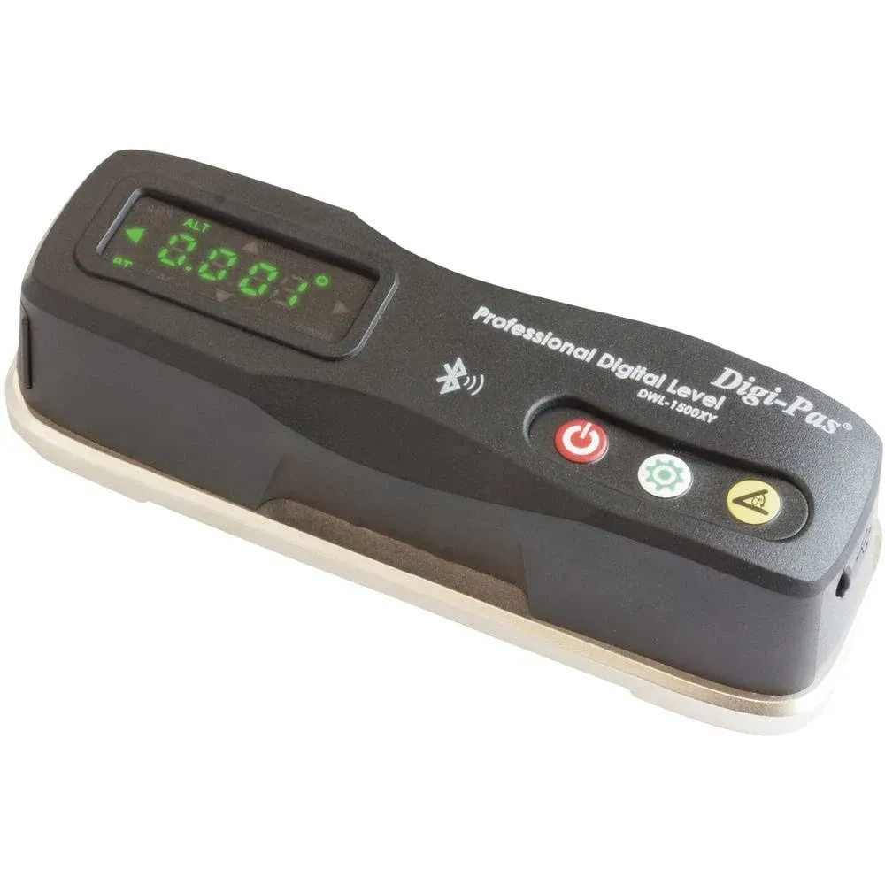 Digi-Pas 2-Axis Smart Master Precision Level DWL1500XY Bluetooth, 0.0002"/ft (0.02 mm/M), Black