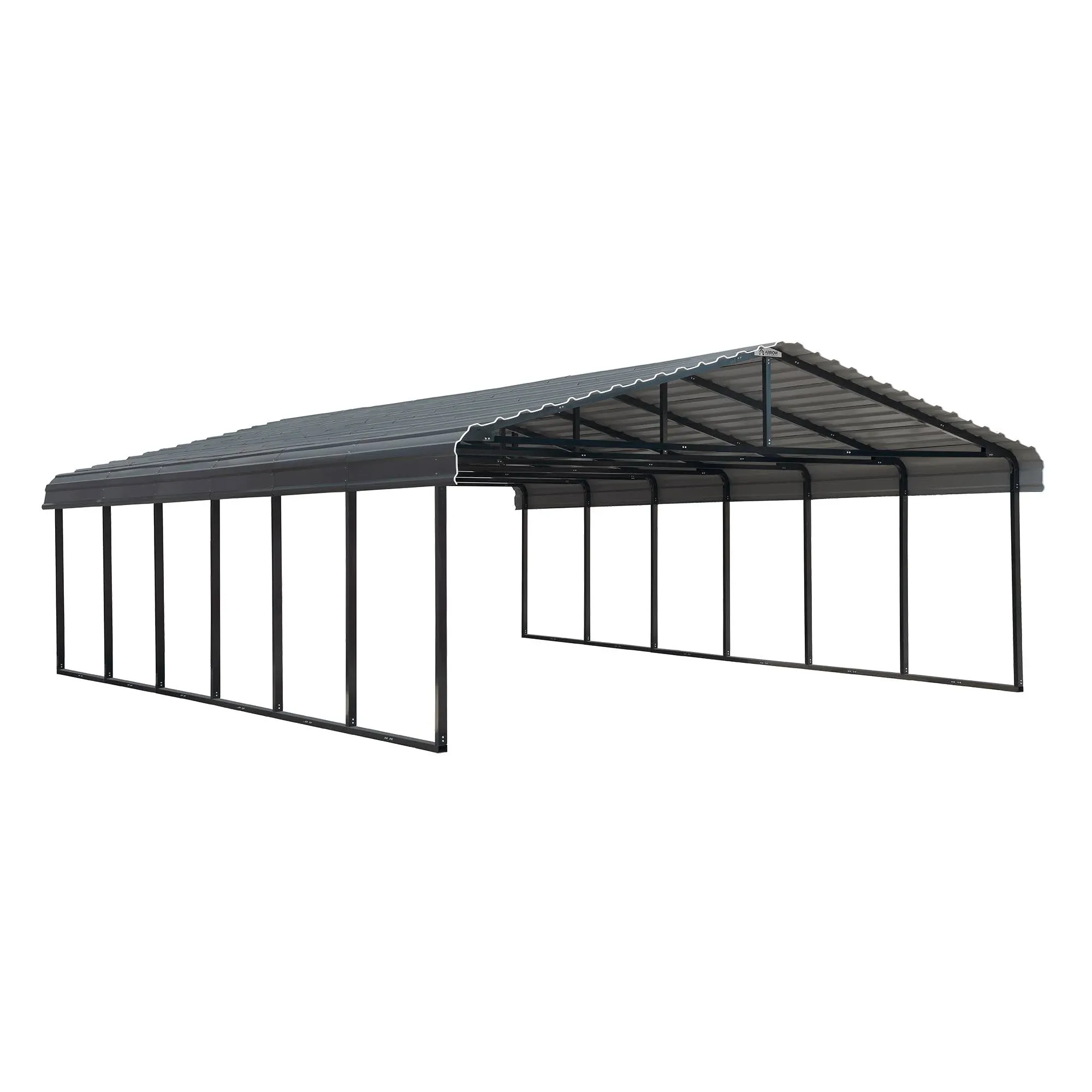 Arrow Galvanized Steel Carport in Charcoal - 20' x 20' x 7'