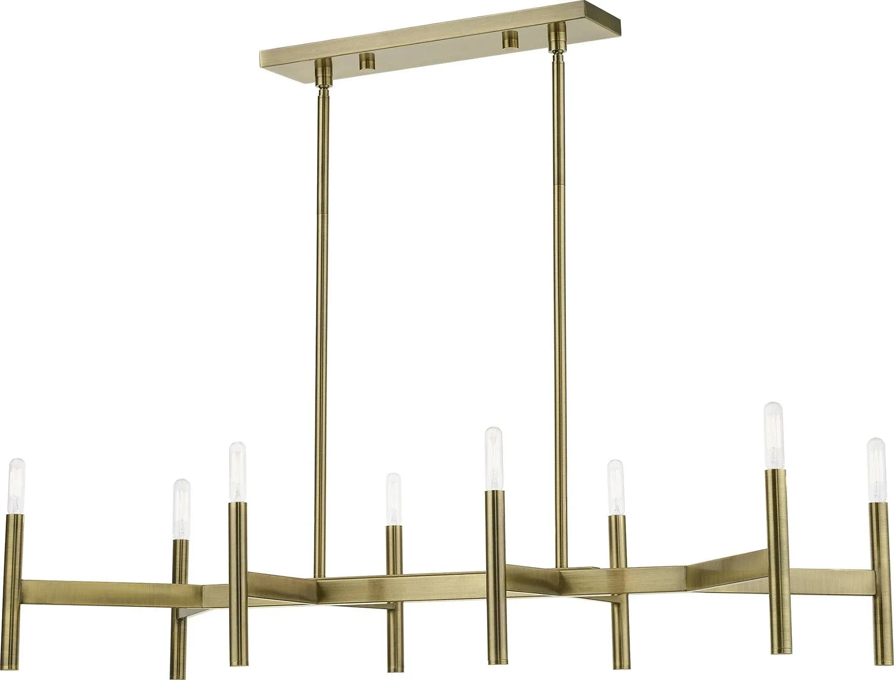 Livex Lighting Copenhagen Antique Brass 8-Light Linear Chandelier 51178-01