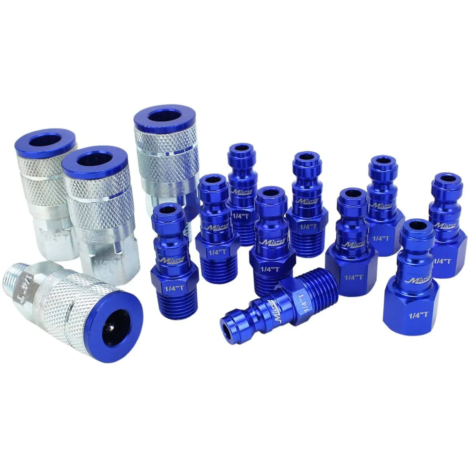 Milton Colorfit  Coupler &amp; Plug Kit - (T-Style Blue) - 1/4In Npt (14-Piece)