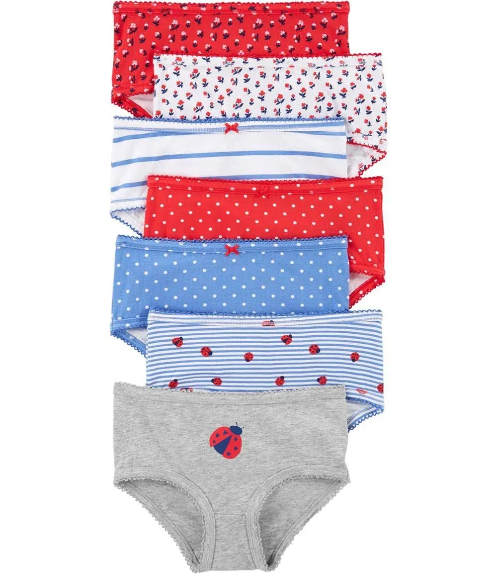 Carter's Little Girls' 7-Pack Stretch Cotton Panties (Ladybird Beetle(3H603610), 6/6X)