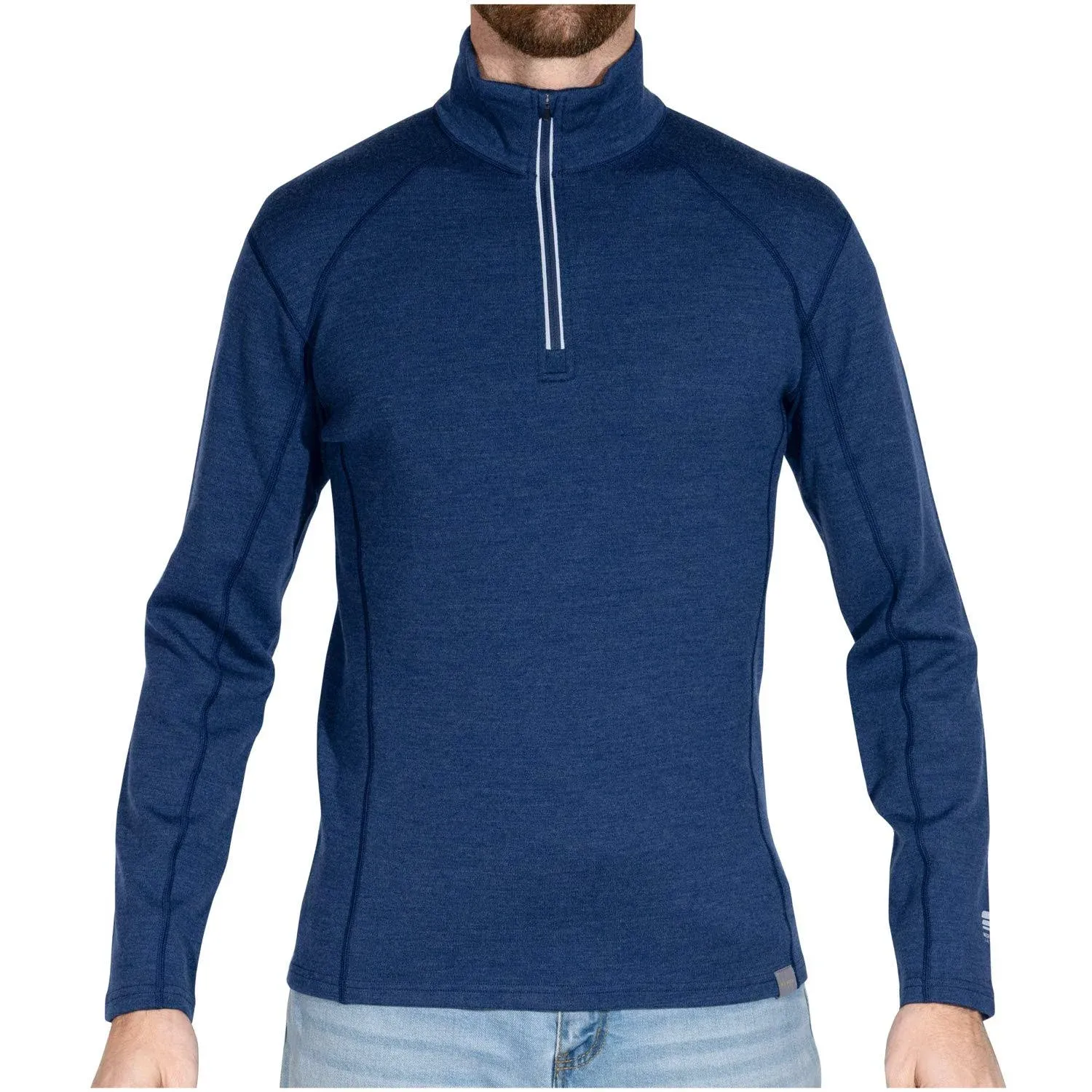 MERIWOOL Mens Base Layer 100% Merino Wool Heavyweight 400g Half Zip Sweater for 