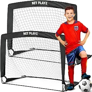 Portable Set of 2 Easy Fold-Up 4ftx3ft Soccer Goals by Net Playz