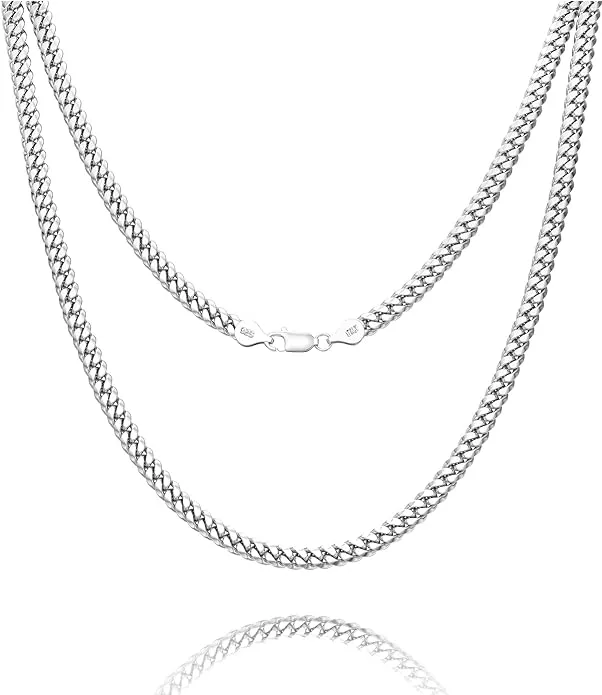 Waitsoul 925 Sterling Silver Cuban Chain Lobster Clasp 3/4/5 18K Gold Over/Silver Cuban Link Curb Chain Necklace for Women Men Diamond Cut 16-30 Inches