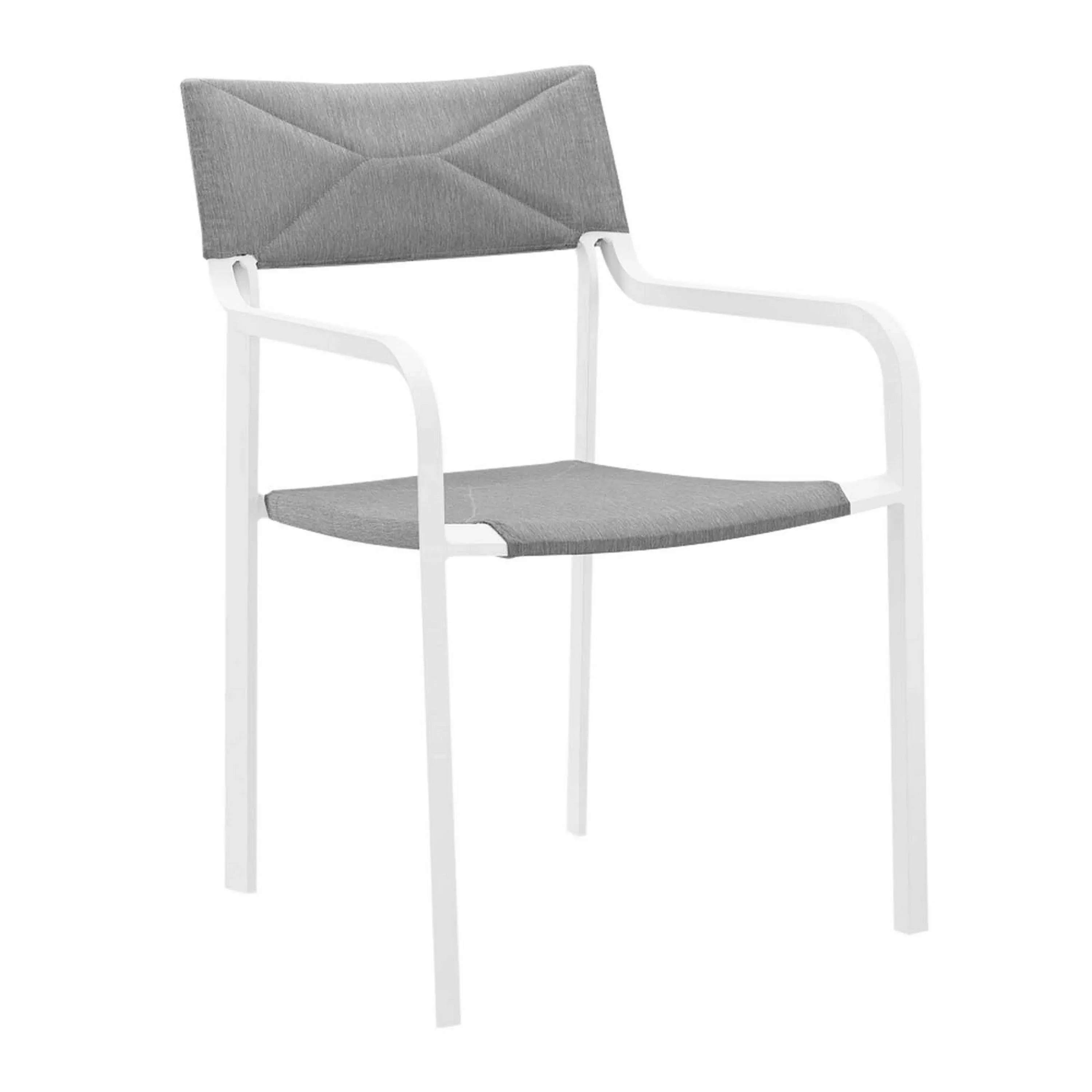 Modway Raleigh Stackable Outdoor Patio Aluminum Dining Armchair White Gray