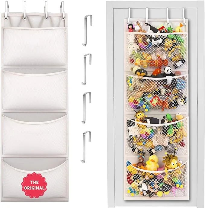 Honeyera The Original Stuffed Animal Storage (Patent Pending) - Over Door Organizer for Stuffies, Baby Ideas Holder, Toy Plush/Hammock Hanging Storage