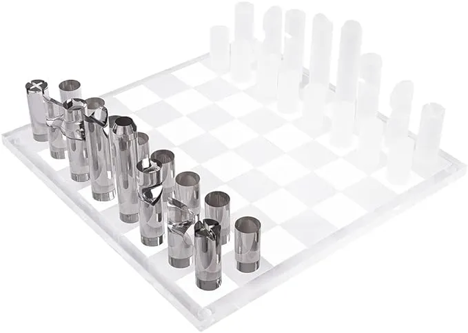 OnDisplay 3D Luxe Acrylic Smoke & Frost Luxury Laser-Cut Chess Set