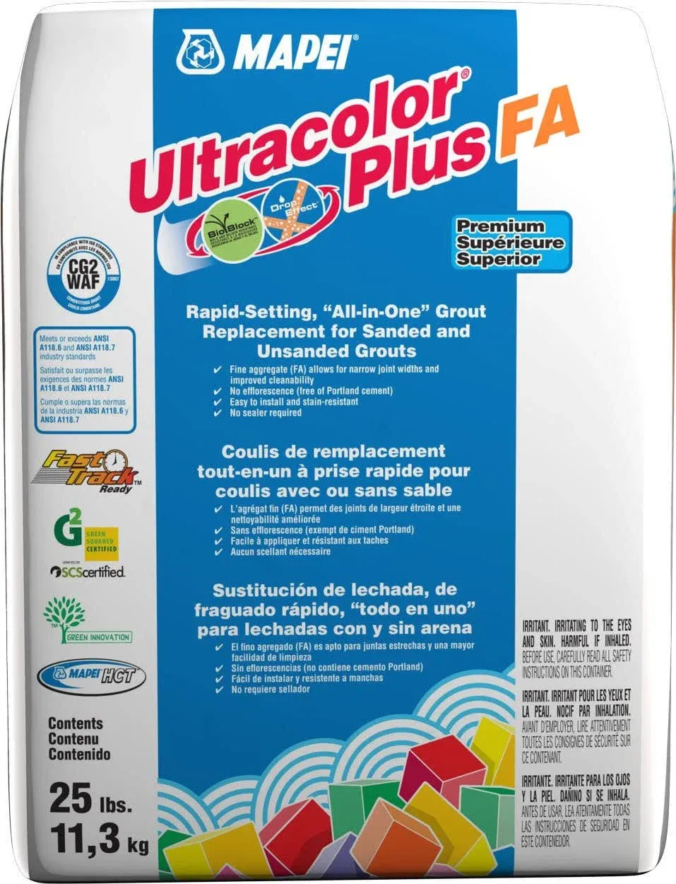 Mapei Ultracolor Plus Fa Rapid Setting Tile Grout 25 lbs Light Almond