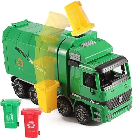 Liberty Imports 14" Oversized Friction Powered Recycling Garbage Truck Toy for Kids with Side 