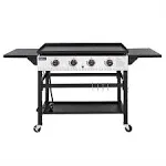 Gas One Propane Burner Grill 36-Inch Flat Top Grill Griddle Cooking Station Foldable 4 Burner Propane Grill with Pre-Seasoned Griddle Professional