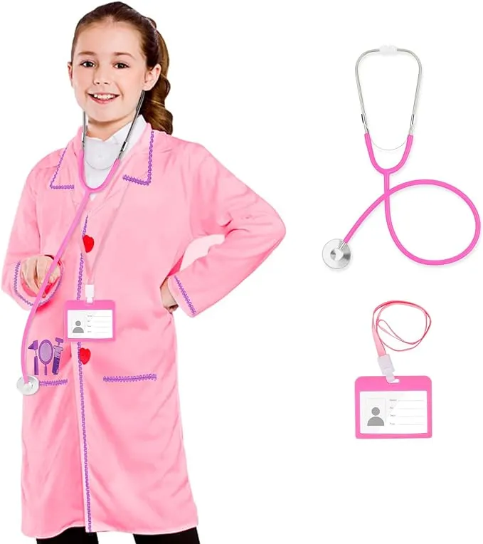  Doctor Costume for Kids, Kids Doctor Coat, Lab Coat for Kids Girls and Boys 