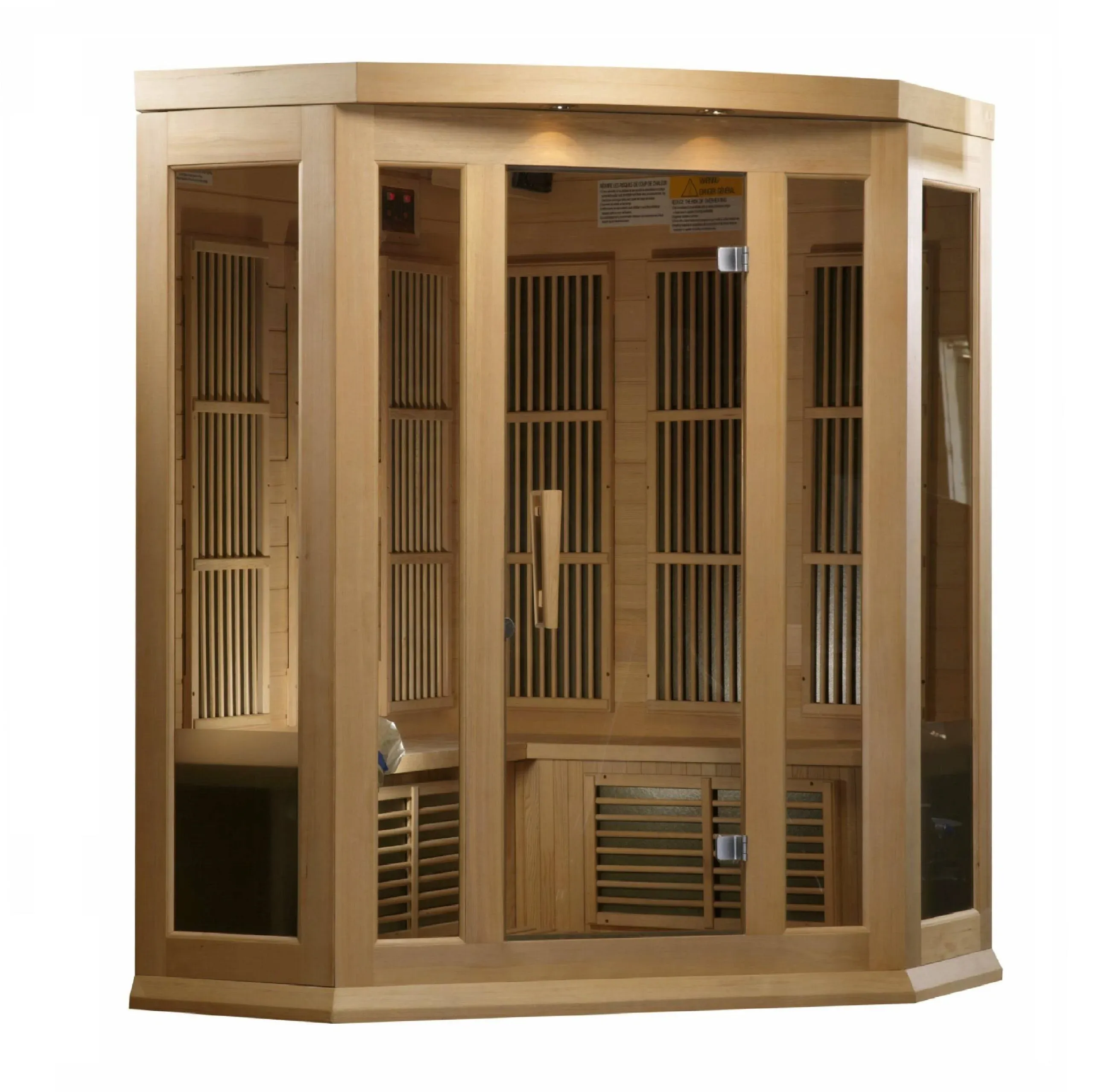 Maxxus 3-Person Corner Near Zero EMF (Under 2MG) FAR Infrared Sauna (Canadian Hemlock) MX-K356-01-ZF