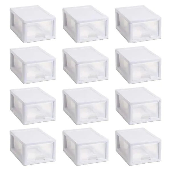 Sterilite Small Box Modular Stacking Storage Drawer Container Closet