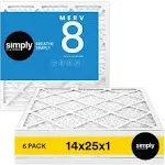 Simply Filters 14x25x1 MERV 8, MPR 600, AC Furnace HVAC Air Filter (6 Pack)