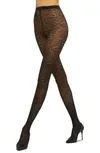 Shop Wolford Floral Lace Tights In Blue