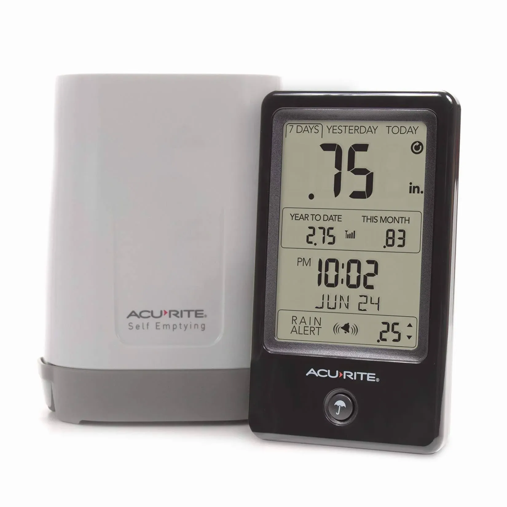 AcuRite Rain Gauge Wireless Digital Display Outdoor Self-Emptying Rain Collector