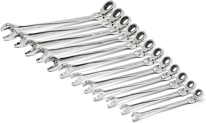 GEARWRENCH 12 Pc. 12 Pt. XL X-Beam Flex Head Ratcheting Combination Wrench Set, Metric - 85288